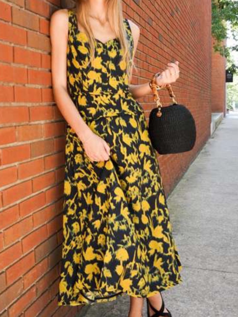 Ulla Johnson Navy & Yellow Floral Maxi Dress